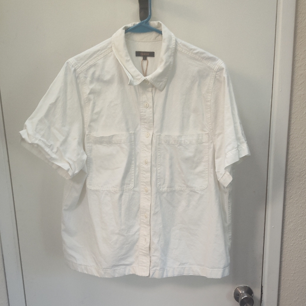 Quince White Casual Button Down Shirt